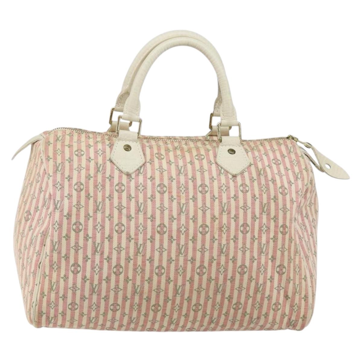 LOUIS VUITTON Monogram Mini Lin Croisette Speedy 30 Bag Pink M95501 Auth 144993