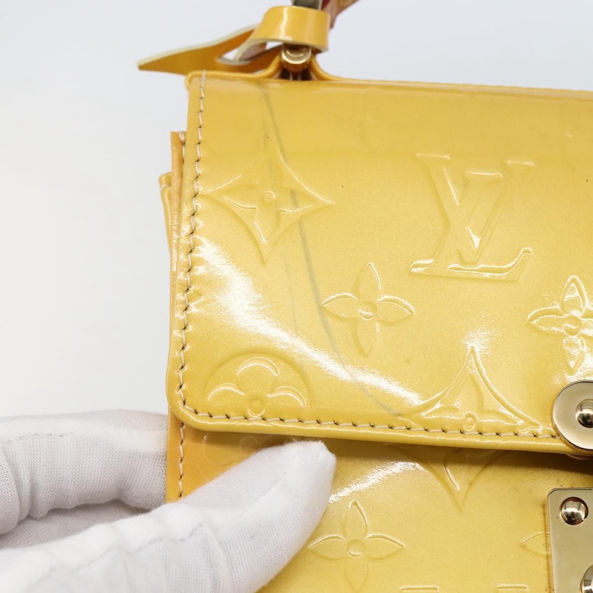 LOUIS VUITTON Monogram Vernis Spring Street Bag Lime Yellow M91068 Auth 145004
