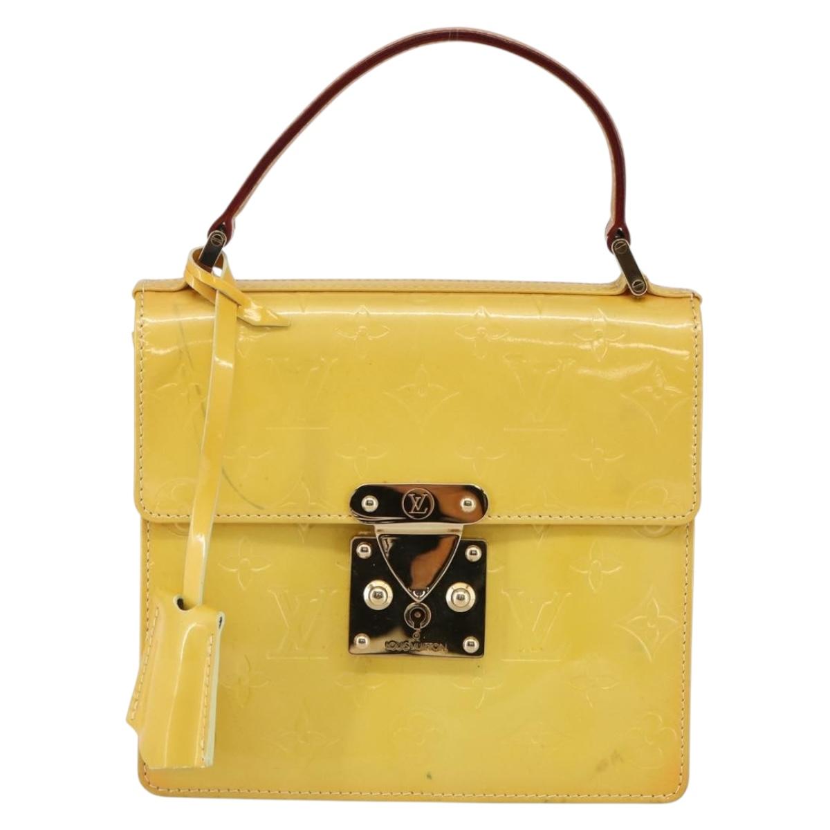 LOUIS VUITTON Monogram Vernis Spring Street Bag Lime Yellow M91068 Auth 145004
