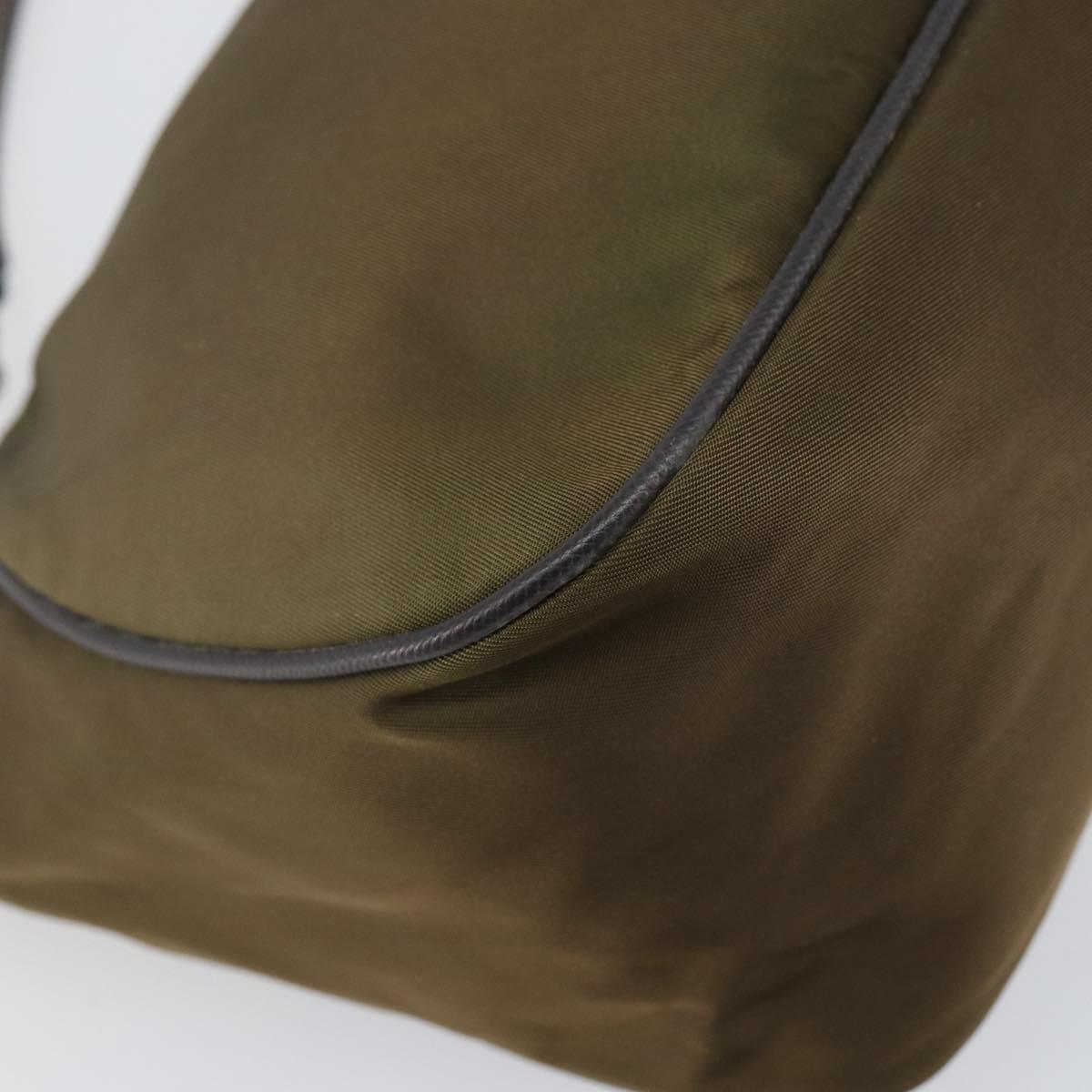 PRADA Shoulder Bag Nylon Khaki Silver Auth 145010