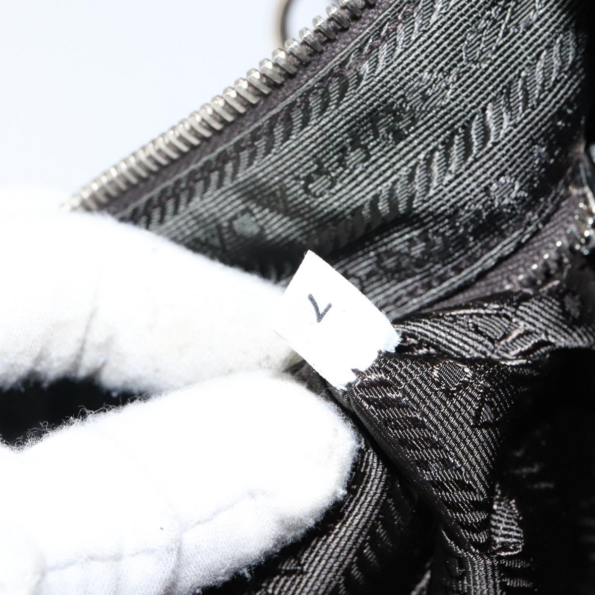 PRADA Shoulder Bag Nylon Khaki Silver Auth 145010