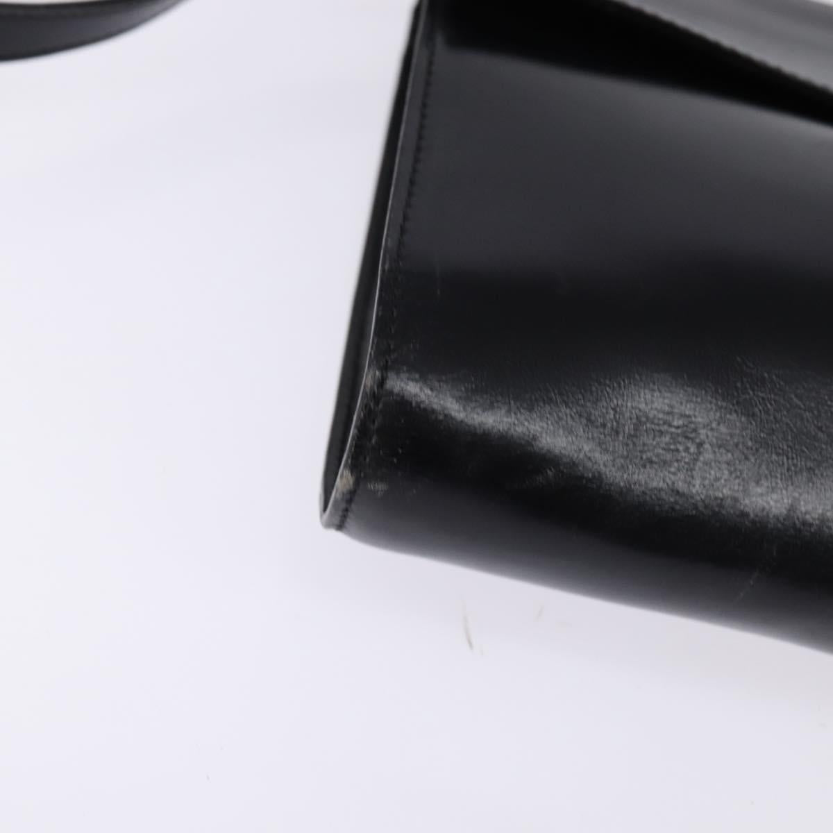 CELINE Circle Shoulder Bag Leather Black Gold Auth 145014