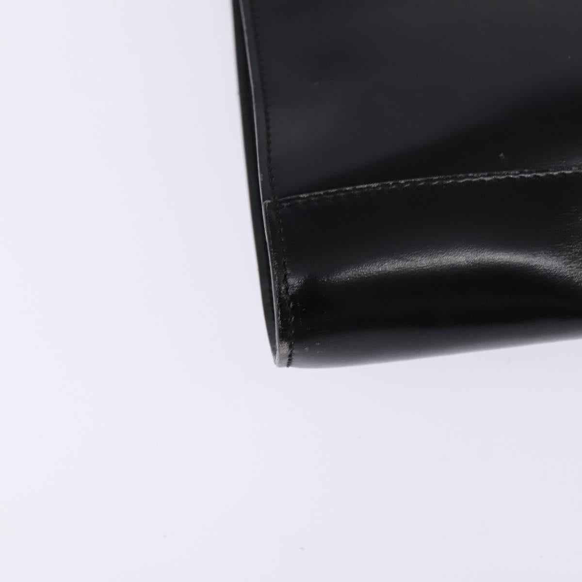 CELINE Circle Shoulder Bag Leather Black Gold Auth 145014