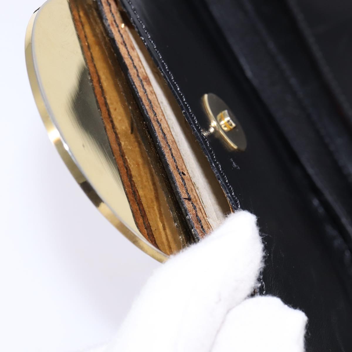 CELINE Circle Shoulder Bag Leather Black Gold Auth 145014