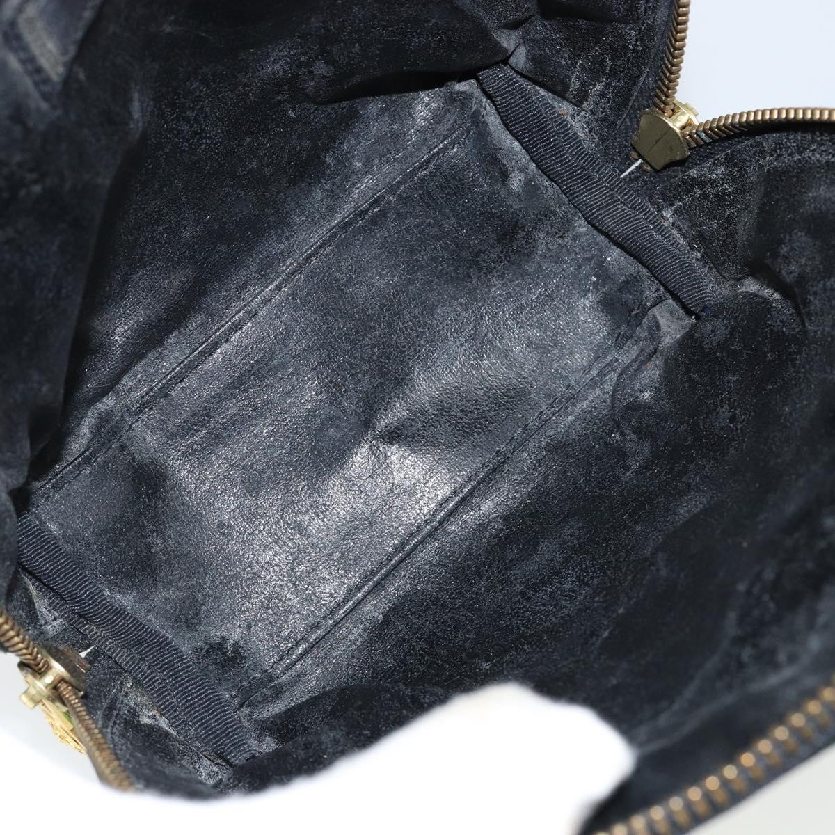 Gianni Versace Hand Bag Canvas Green Gold Auth 145016