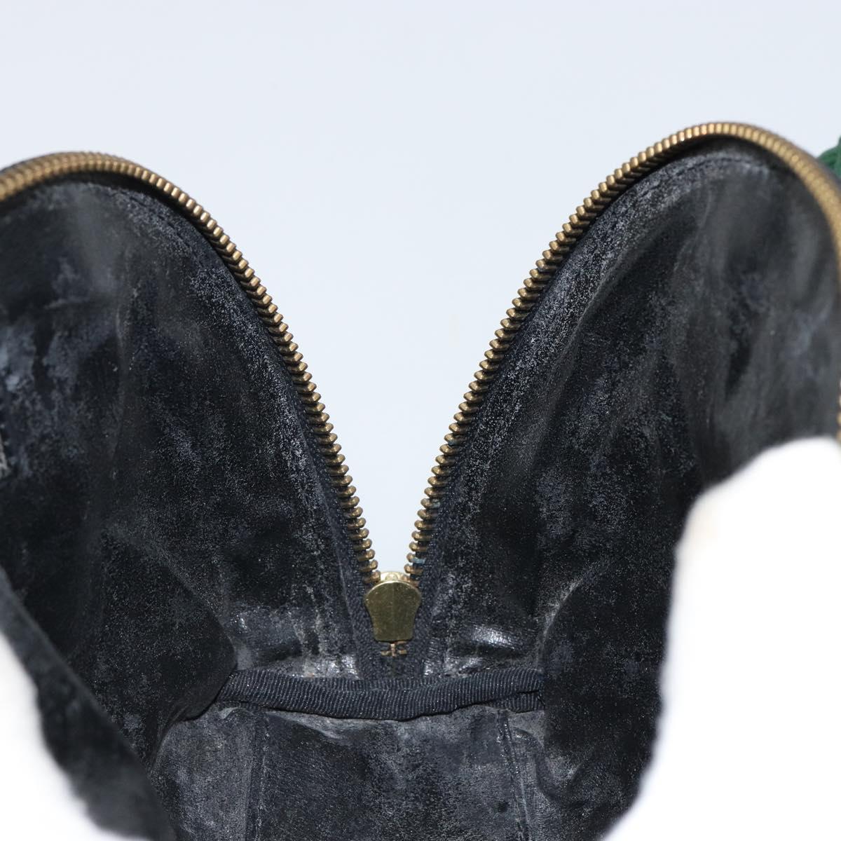 Gianni Versace Hand Bag Canvas Green Gold Auth 145016