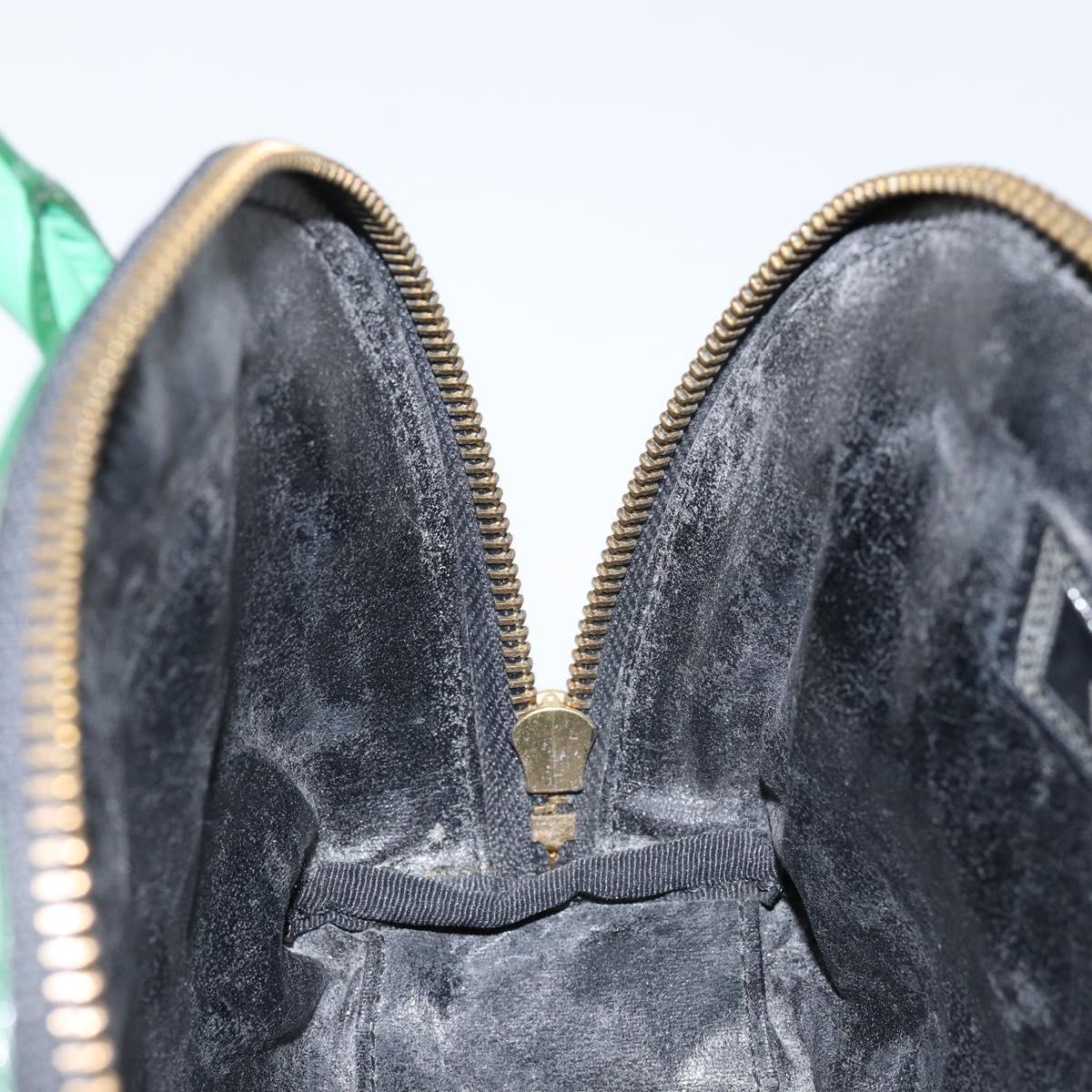 Gianni Versace Hand Bag Canvas Green Gold Auth 145016