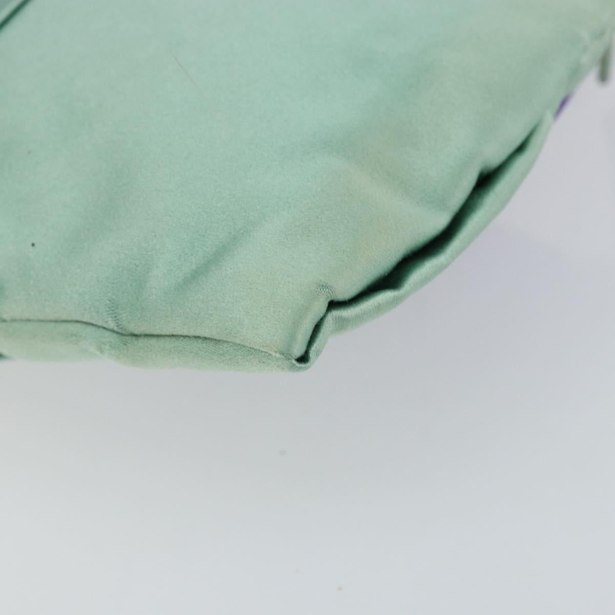 PRADA Clutch Bag Satin Green Gold Auth 145020