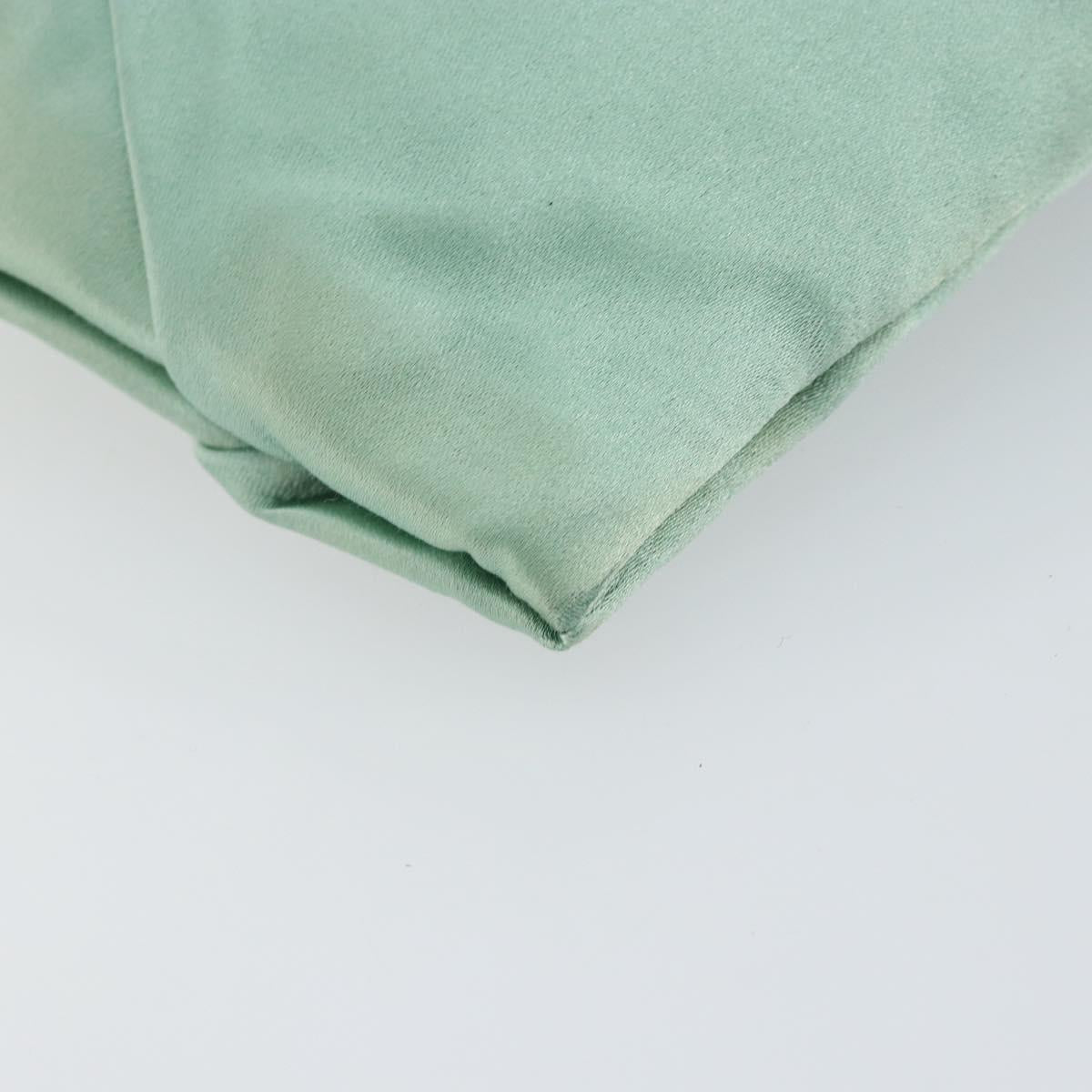 PRADA Clutch Bag Satin Green Gold Auth 145020