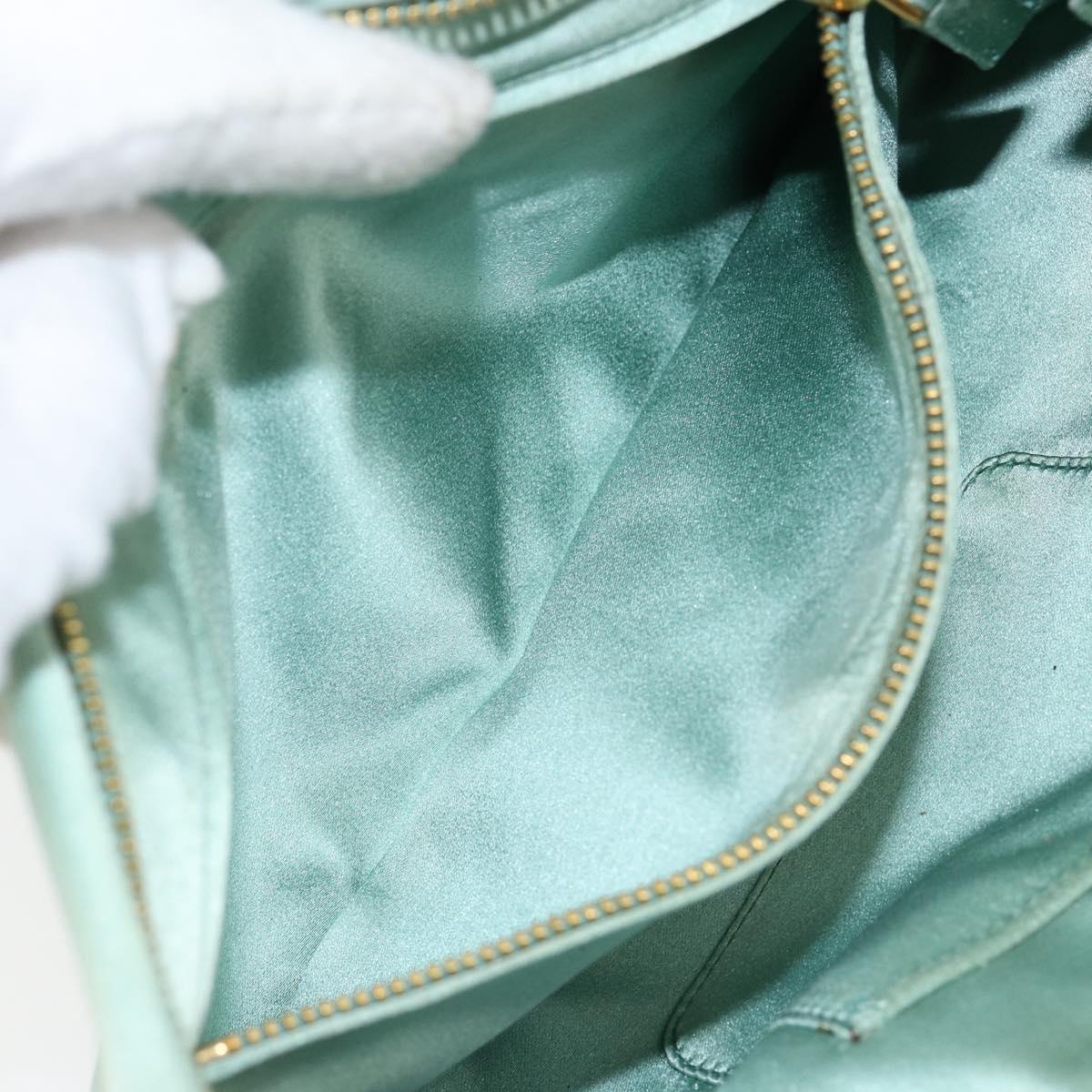 PRADA Clutch Bag Satin Green Gold Auth 145020