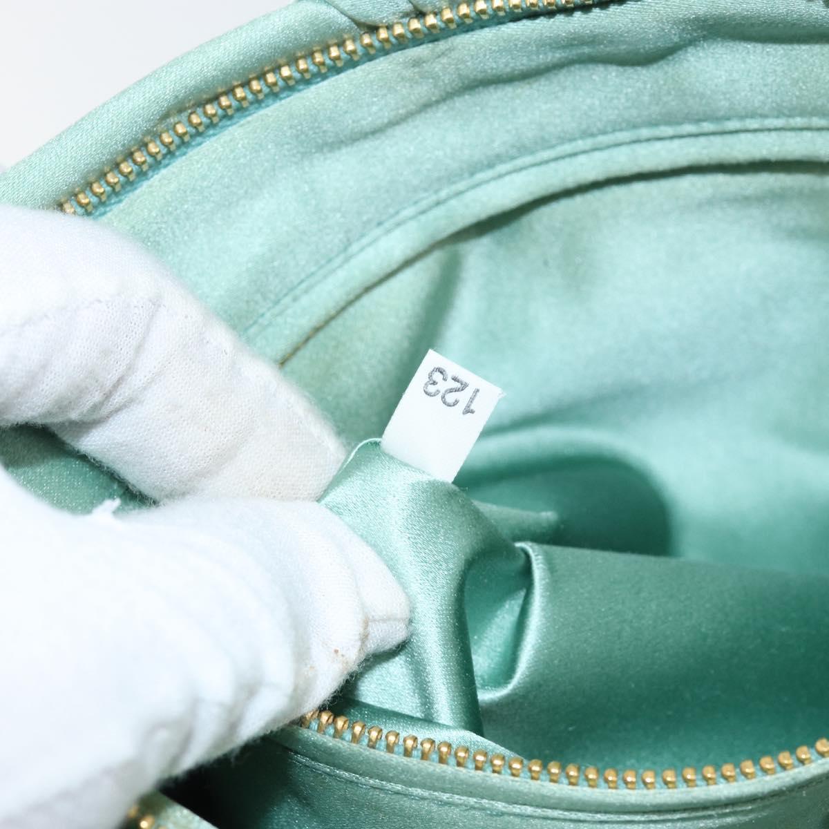 PRADA Clutch Bag Satin Green Gold Auth 145020