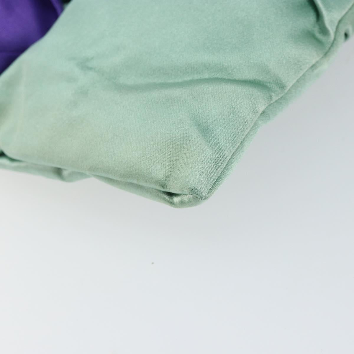 PRADA Clutch Bag Satin Green Gold Auth 145020