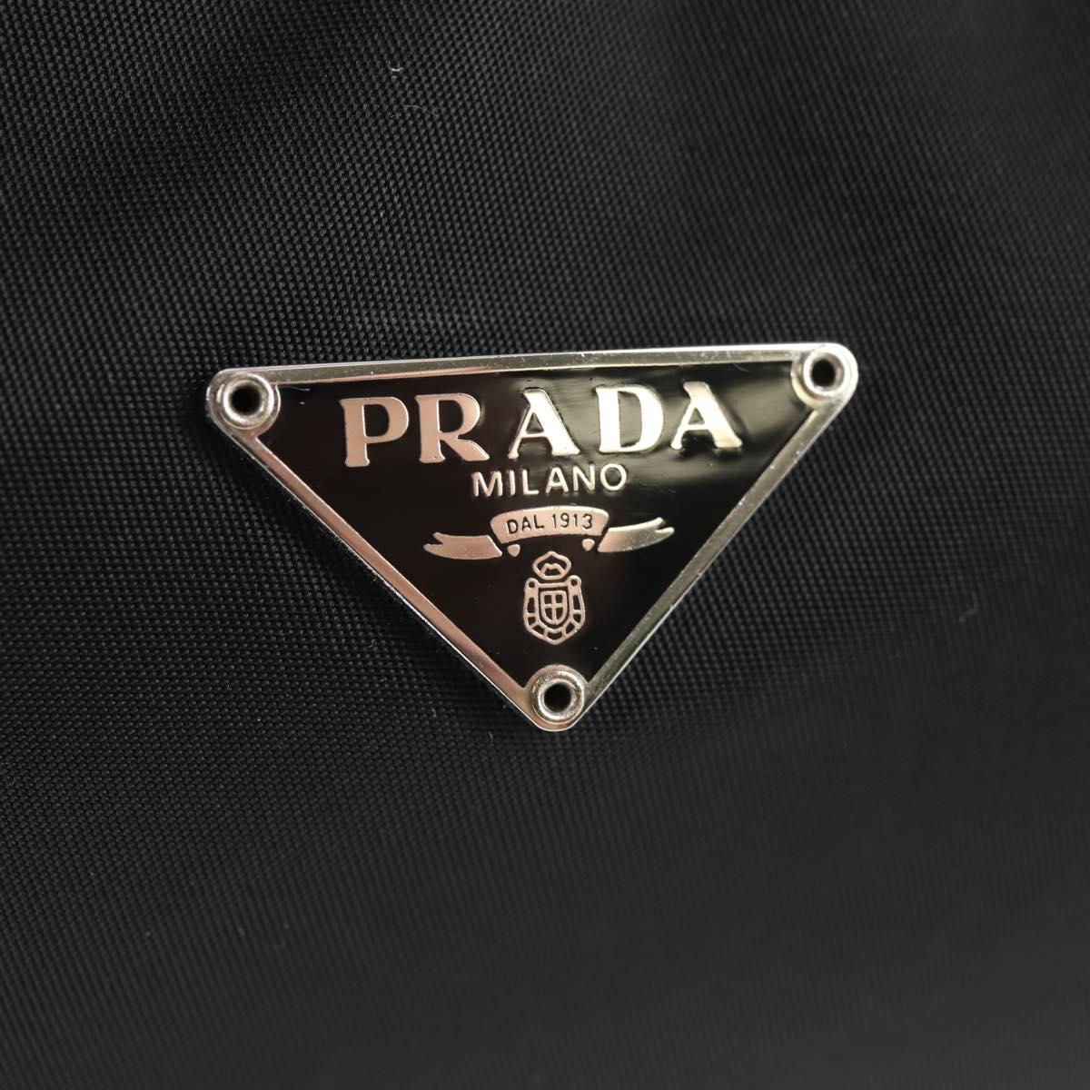 PRADA Hand Bag Nylon Black Silver Auth 145021V