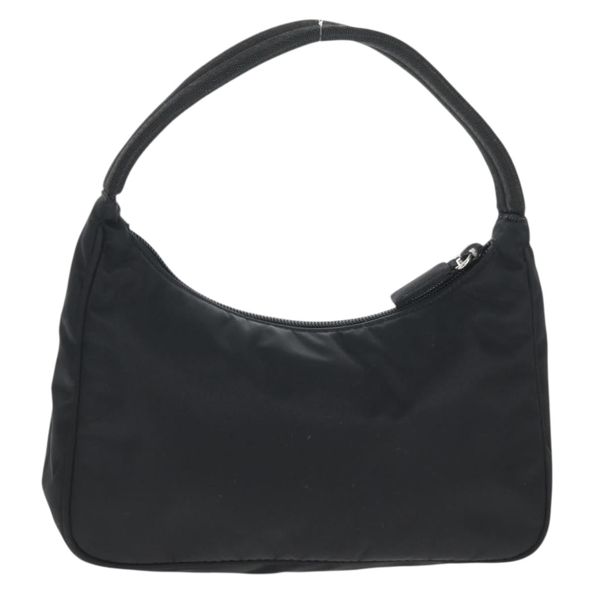 PRADA Hand Bag Nylon Black Silver Auth 145021V