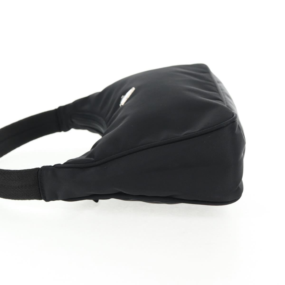 PRADA Hand Bag Nylon Black Silver Auth 145021V