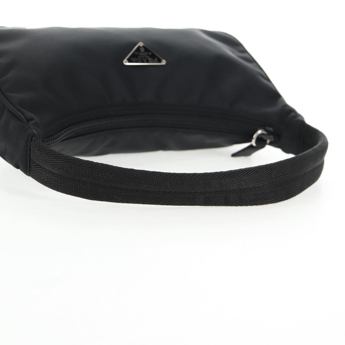 PRADA Hand Bag Nylon Black Silver Auth 145021V
