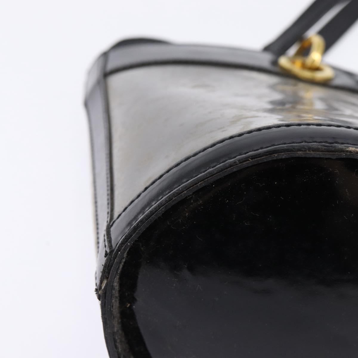 Salvatore Ferragamo Gancini Shoulder Bag Vinyl Black Gold Auth 145025