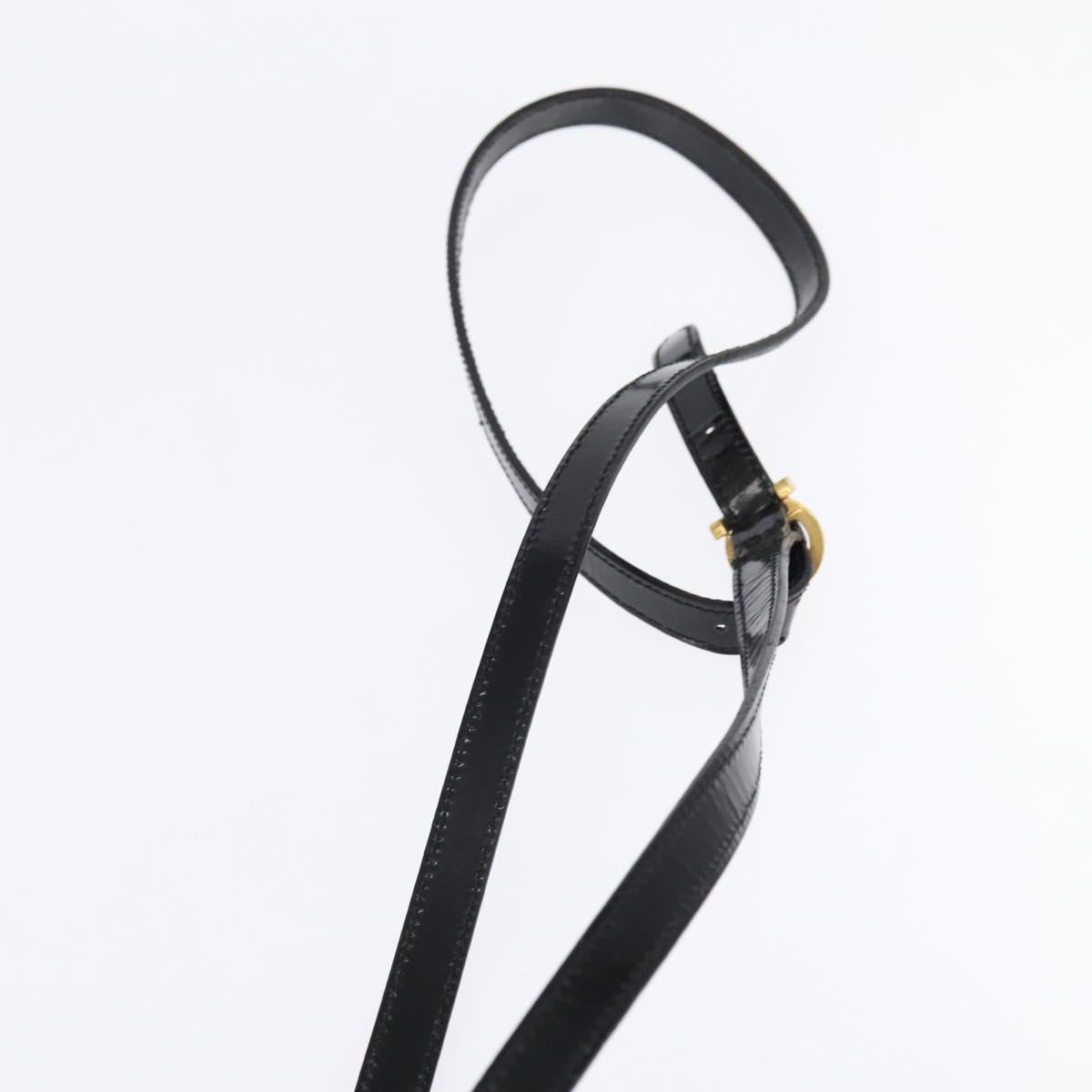 Salvatore Ferragamo Gancini Shoulder Bag Vinyl Black Gold Auth 145025