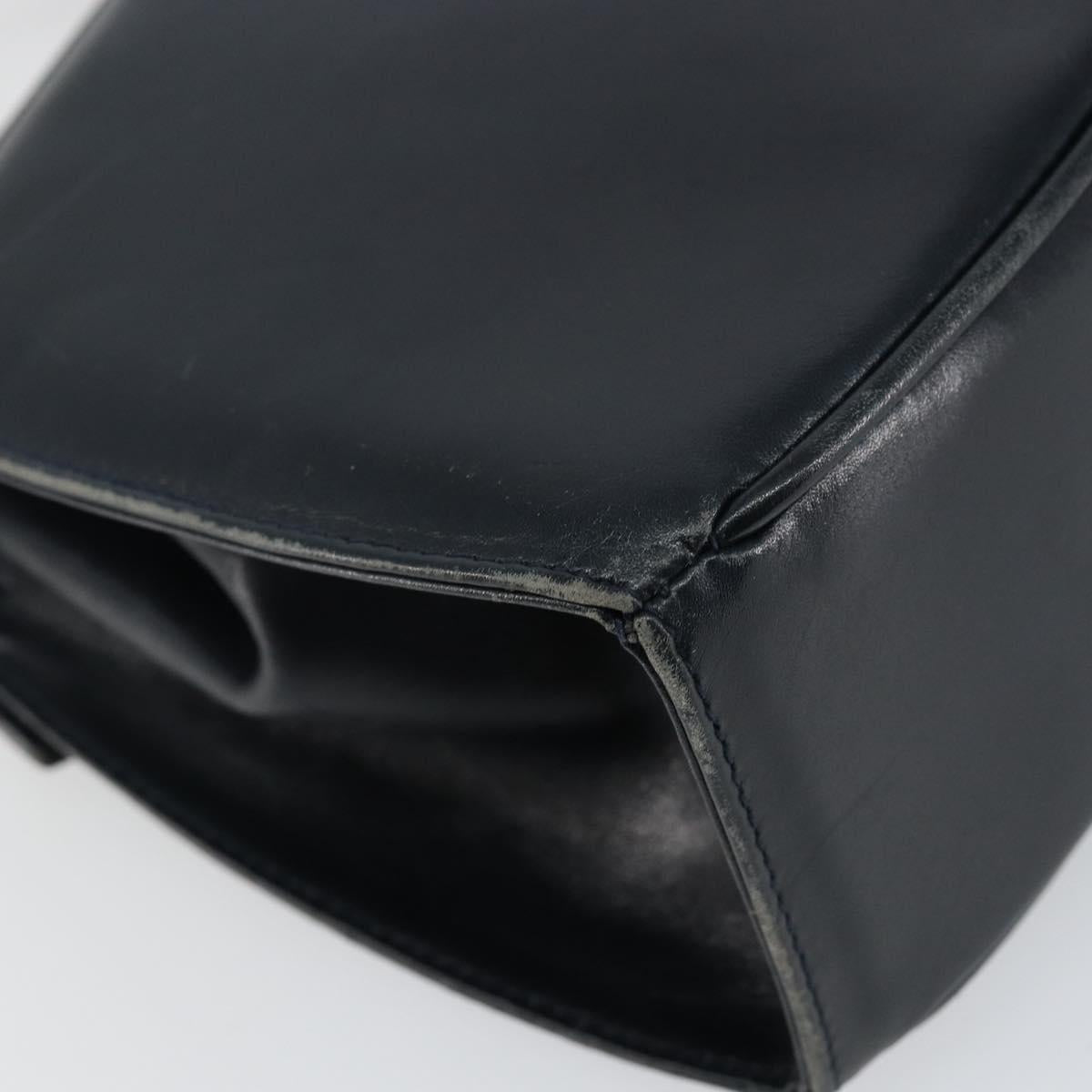 Salvatore Ferragamo Hand Bag Leather Navy Gold Auth 145028