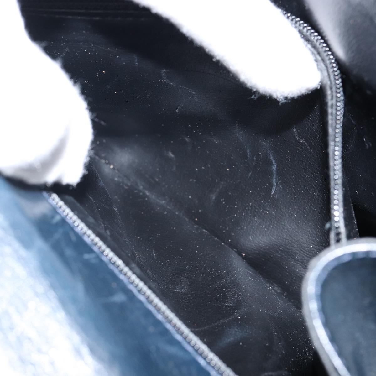 Salvatore Ferragamo Hand Bag Leather Navy Gold Auth 145028