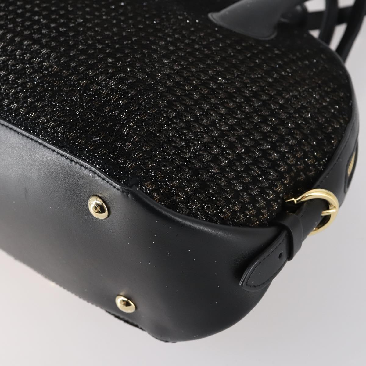 Salvatore Ferragamo Gancini Hand Bag tweed Black Gold Auth 145029