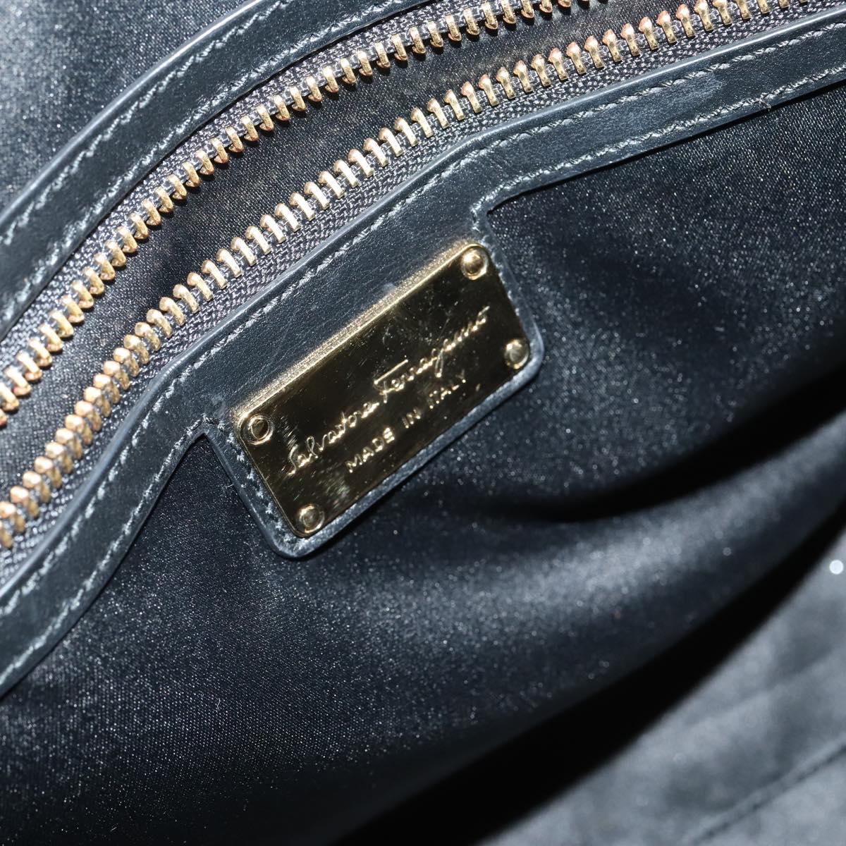 Salvatore Ferragamo Gancini Hand Bag tweed Black Gold Auth 145029