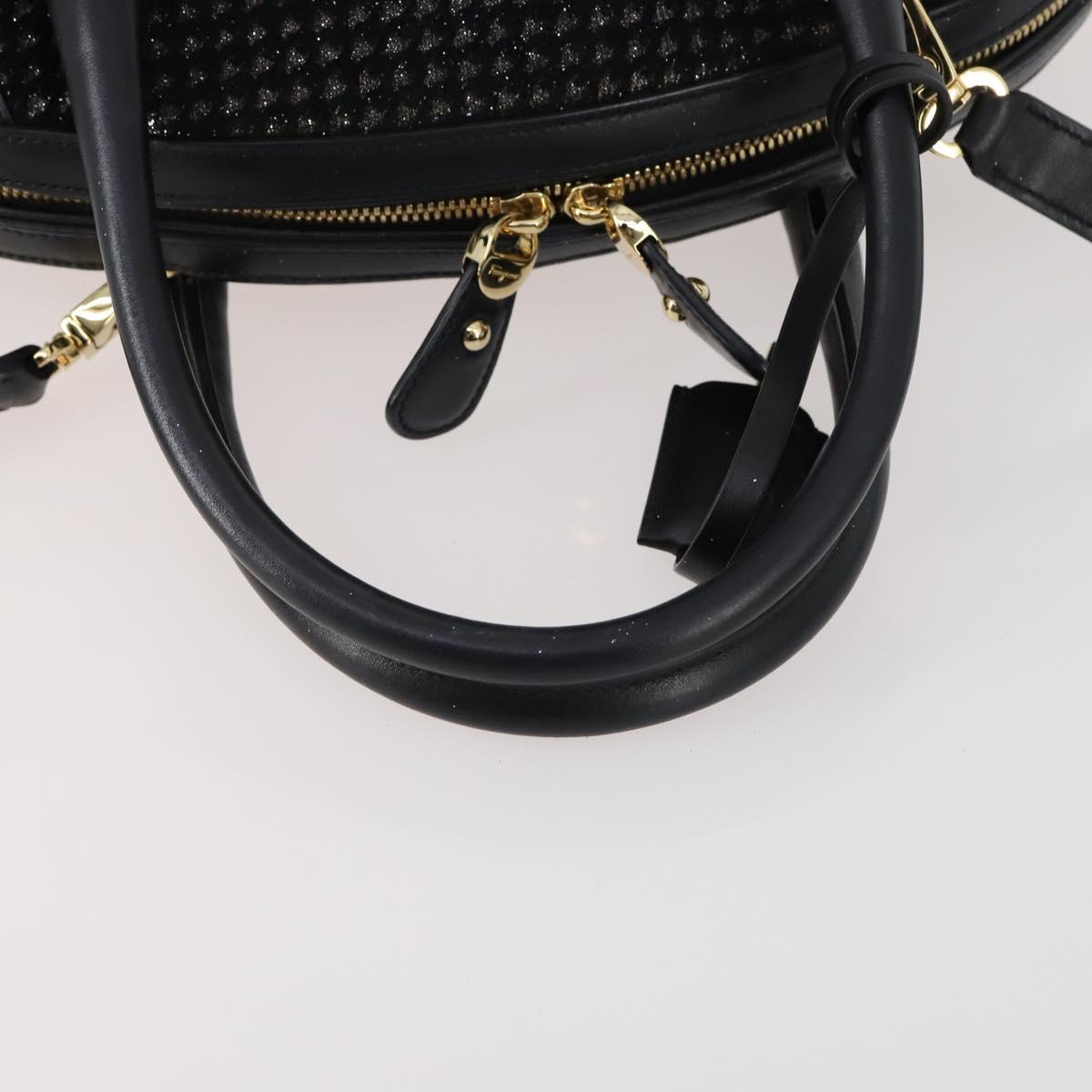 Salvatore Ferragamo Gancini Hand Bag tweed Black Gold Auth 145029