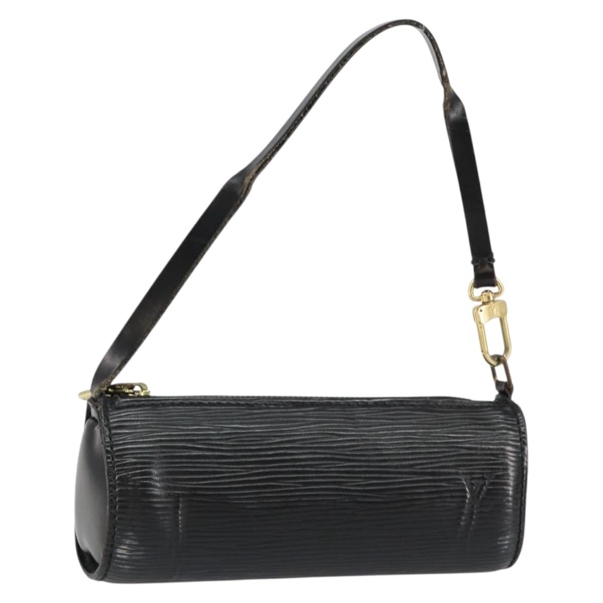 LOUIS VUITTON Epi Soufflot Pouch Black LV Auth 145034