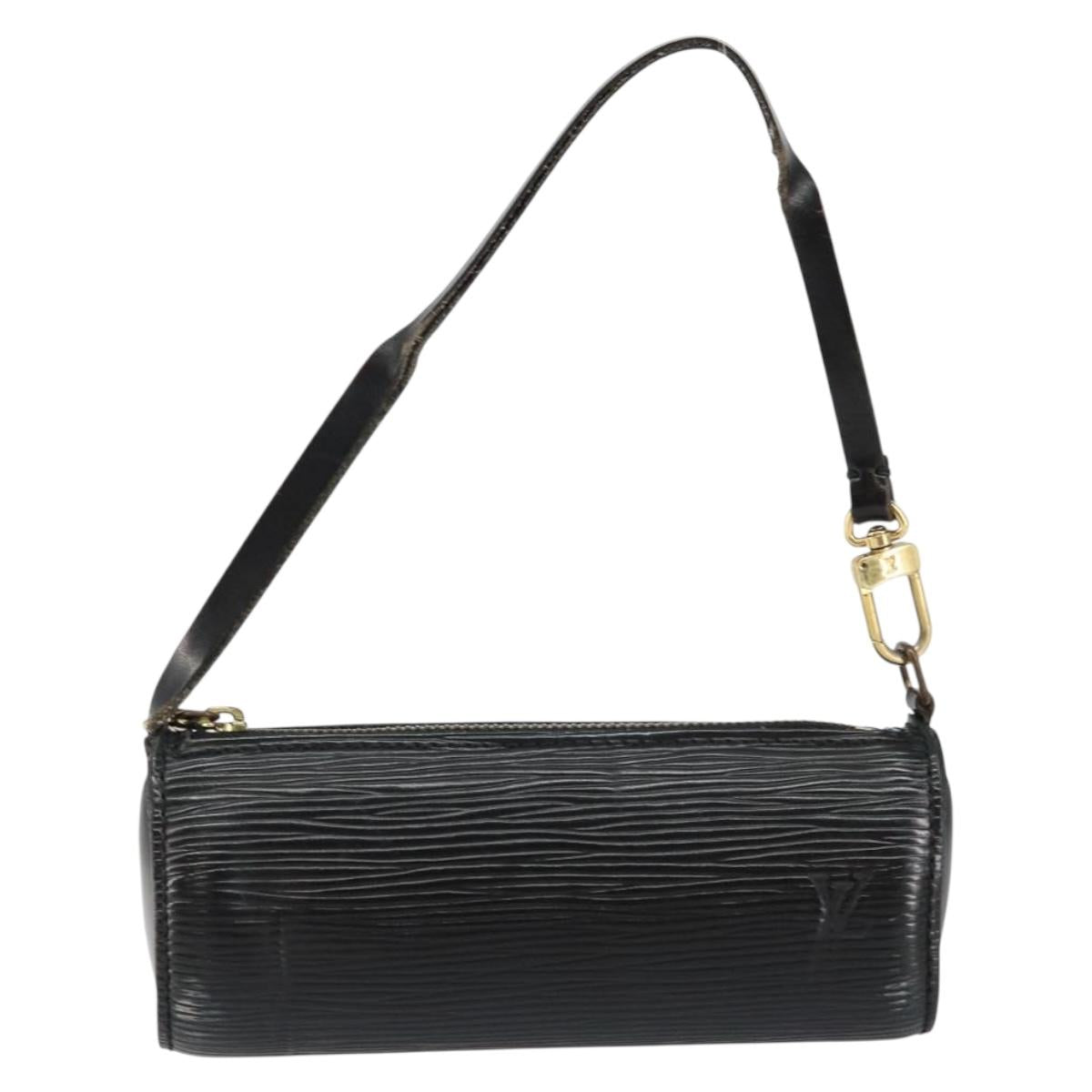 LOUIS VUITTON Epi Soufflot Pouch Black LV Auth 145034