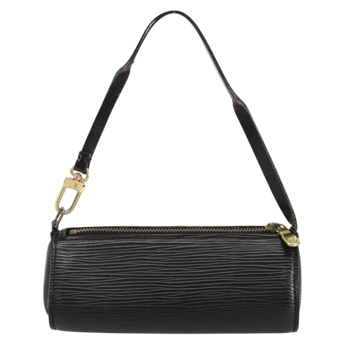 LOUIS VUITTON Epi Soufflot Pouch Black LV Auth 145034