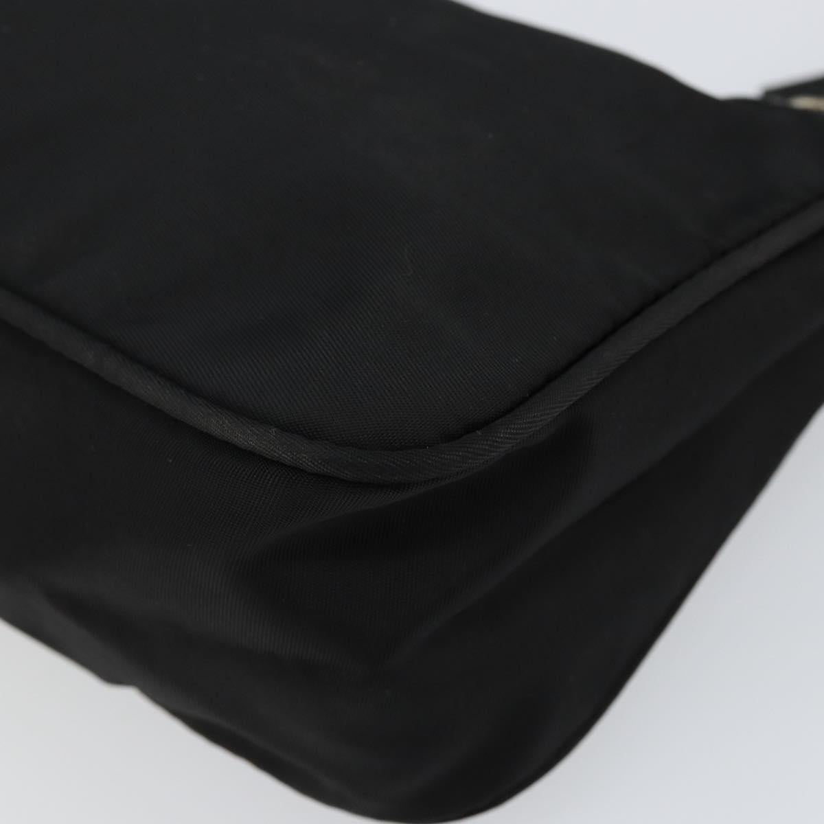 PRADA Accessory Pouch Nylon Black Silver Auth 145046