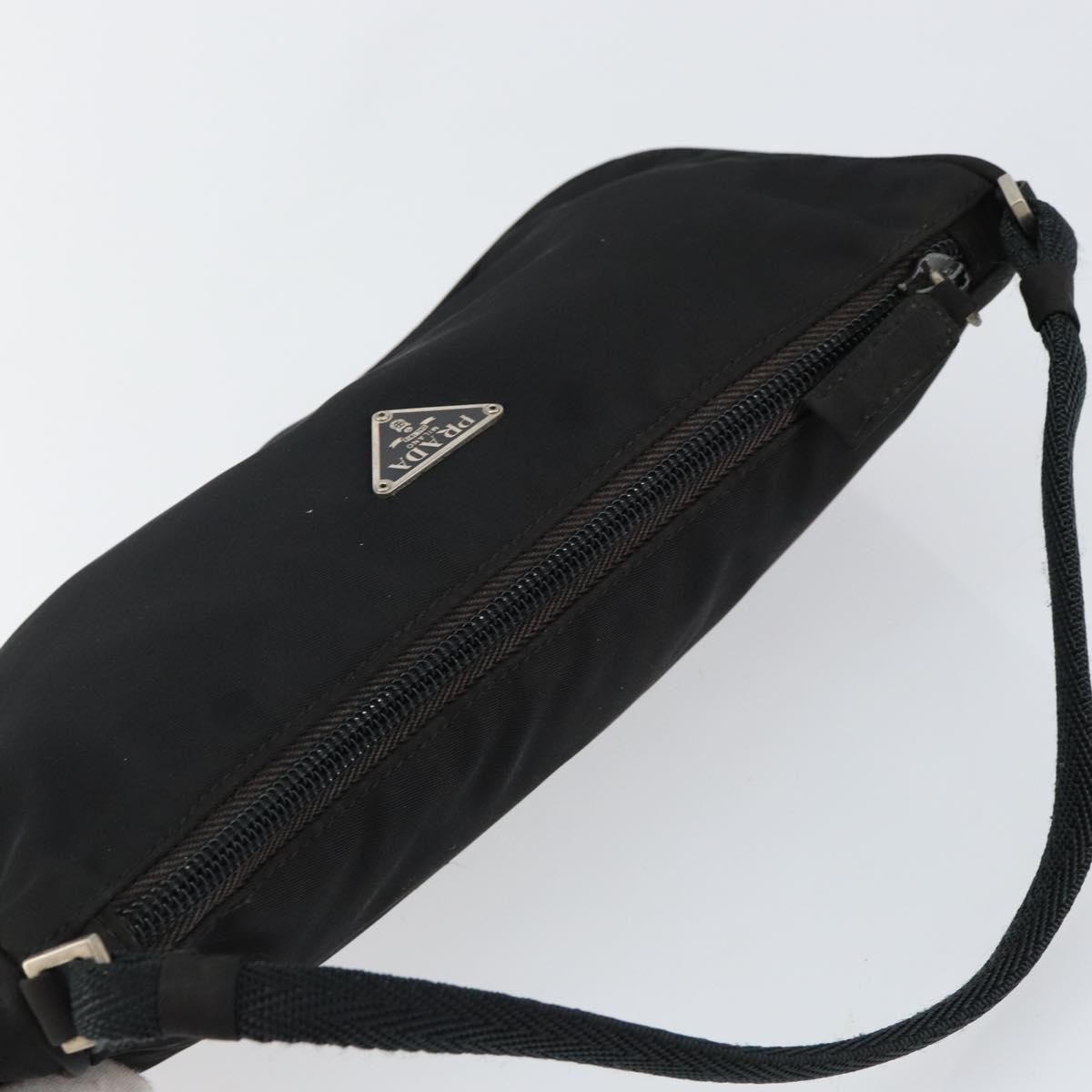 PRADA Accessory Pouch Nylon Black Silver Auth 145046