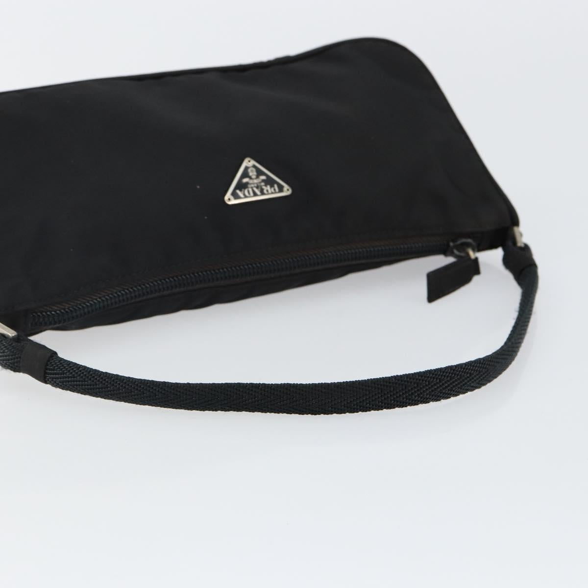 PRADA Accessory Pouch Nylon Black Silver Auth 145046