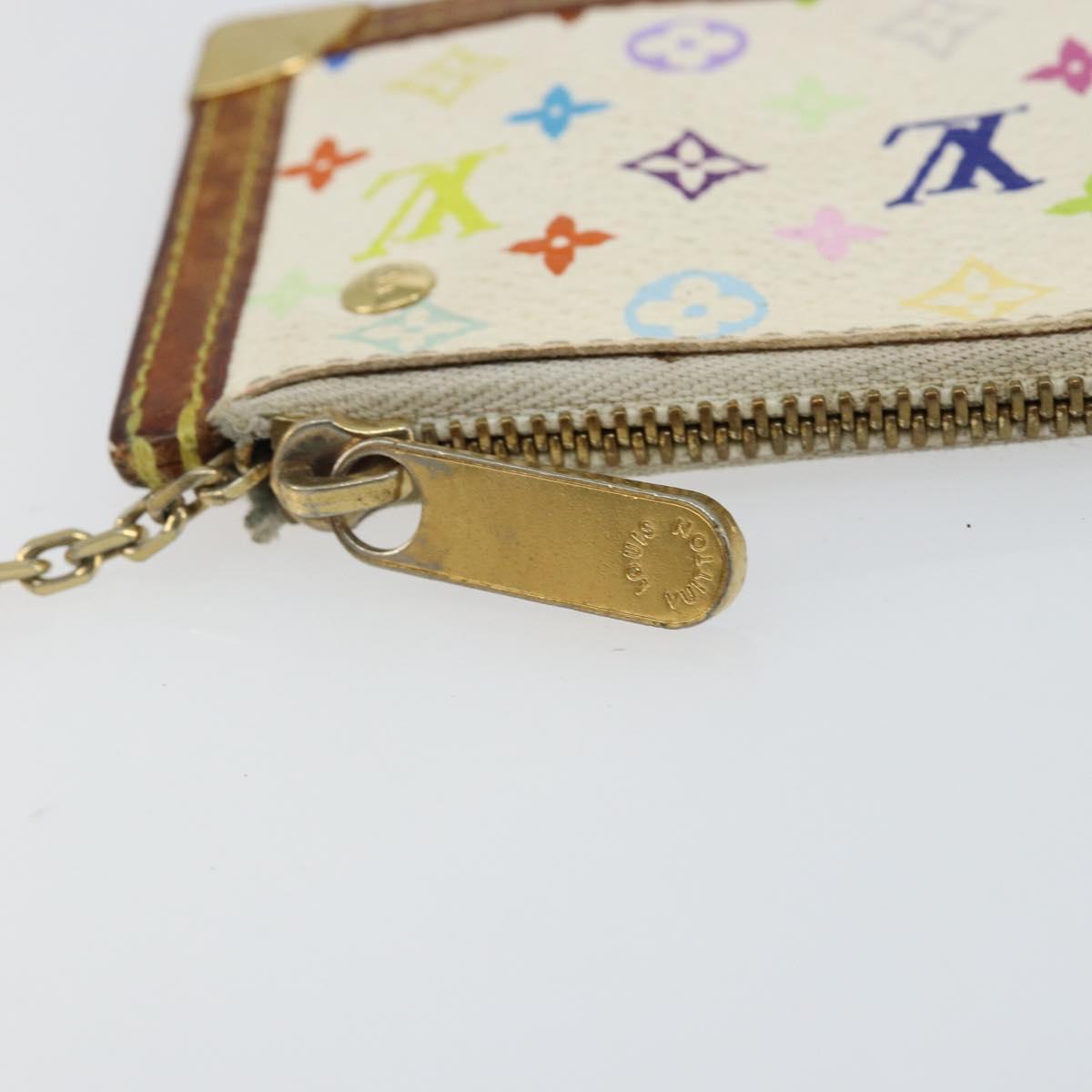 LOUIS VUITTON Multicolor Pochette Cles Coin Purse White M92655 LV Auth 145061