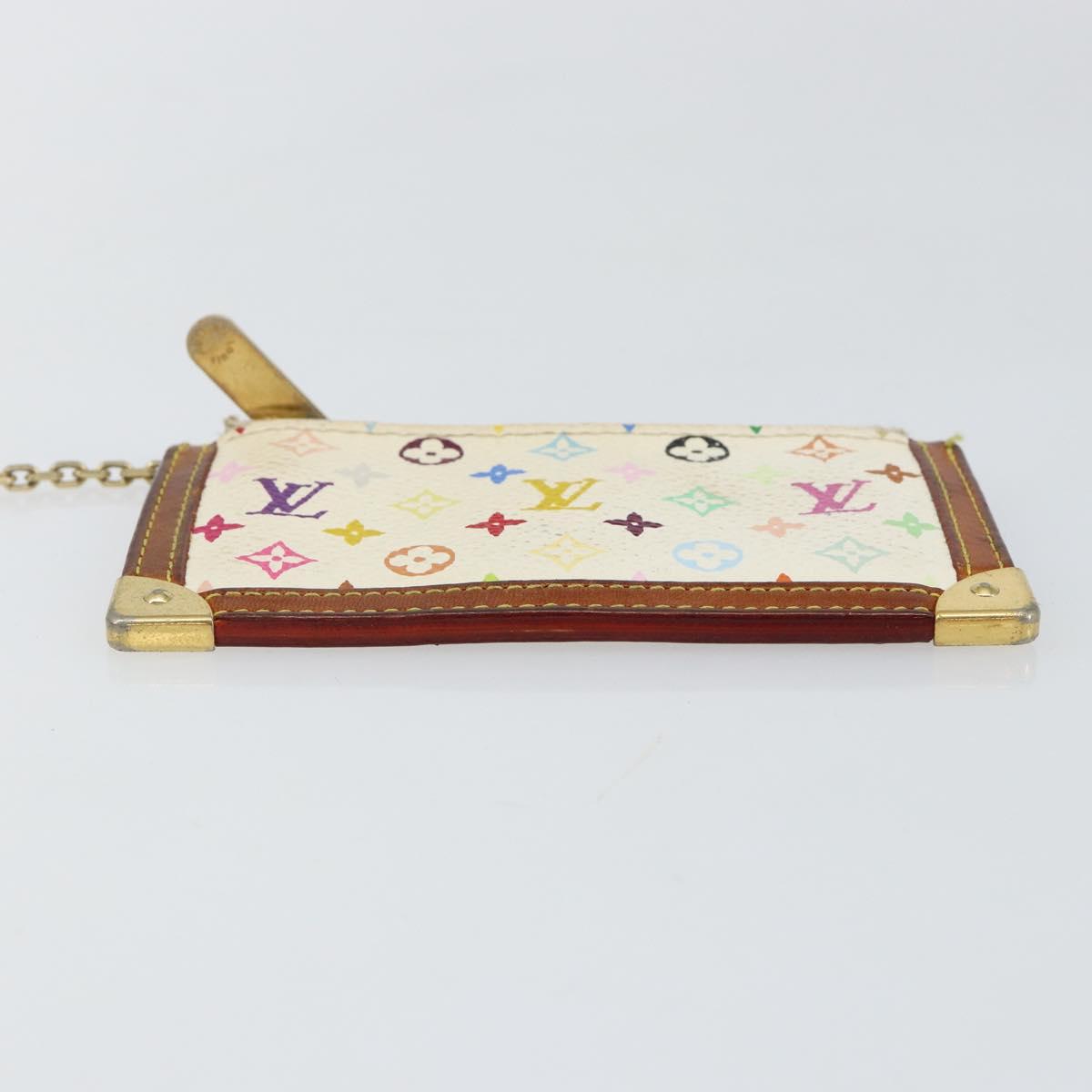 LOUIS VUITTON Multicolor Pochette Cles Coin Purse White M92655 LV Auth 145061