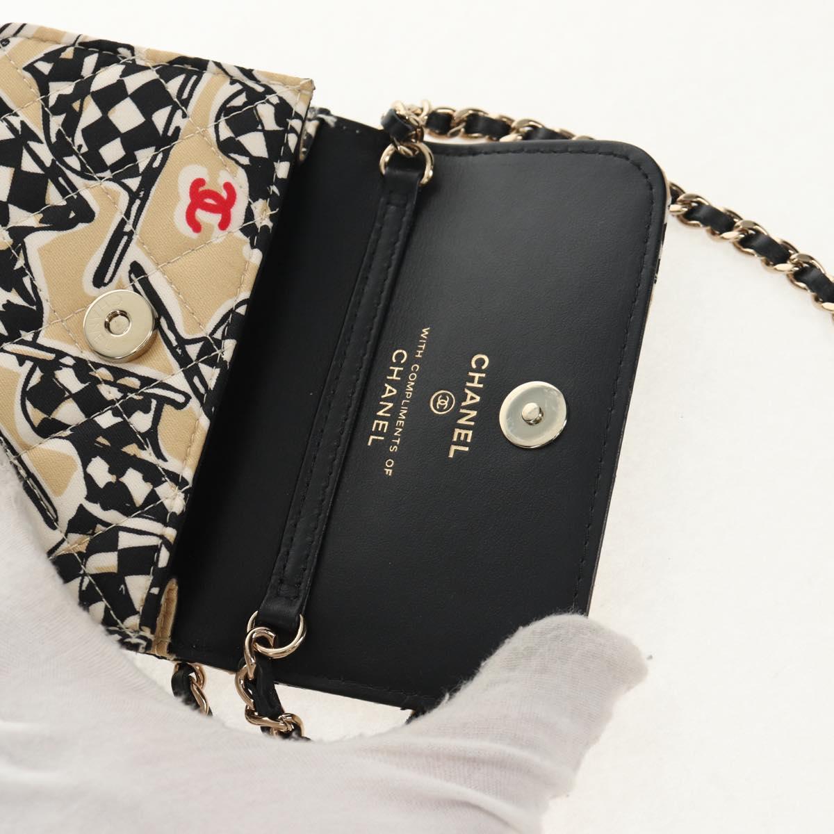 CHANEL Matelasse Chain Shoulder Bag Satin Beige Gold CC Auth 145067SAM
