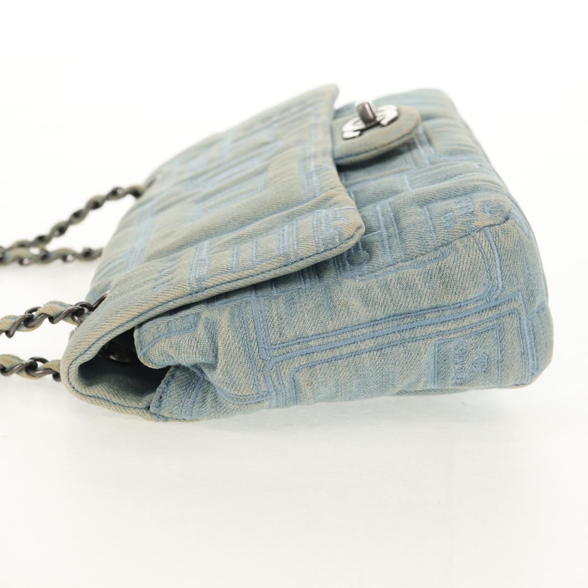 CHANEL Coco Perfume Chain Shoulder Bag Denim Light Blue CC Auth 145068AV