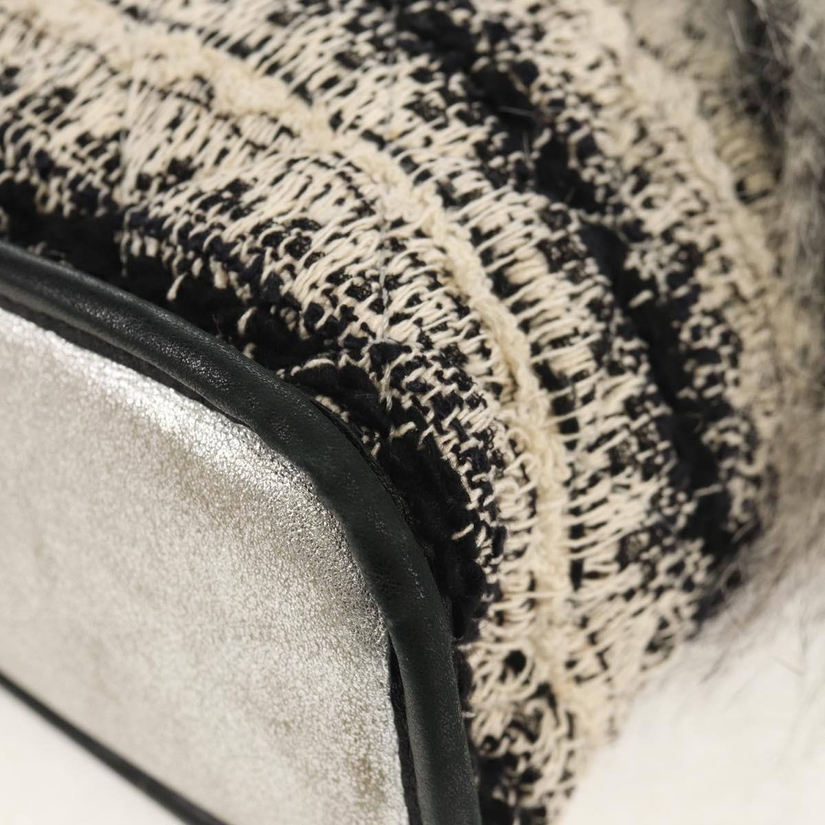 CHANEL Chain COCO Mark Shoulder Bag Tweed Black Silver CC Auth 145069AV