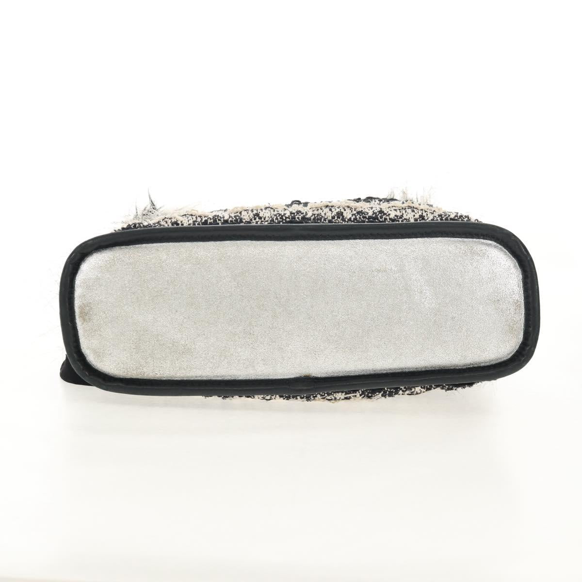 CHANEL Chain COCO Mark Shoulder Bag Tweed Black Silver CC Auth 145069AV