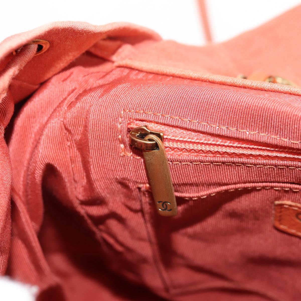 CHANEL Matelasse Backpack Denim Pink Gold CC Auth 145070AM