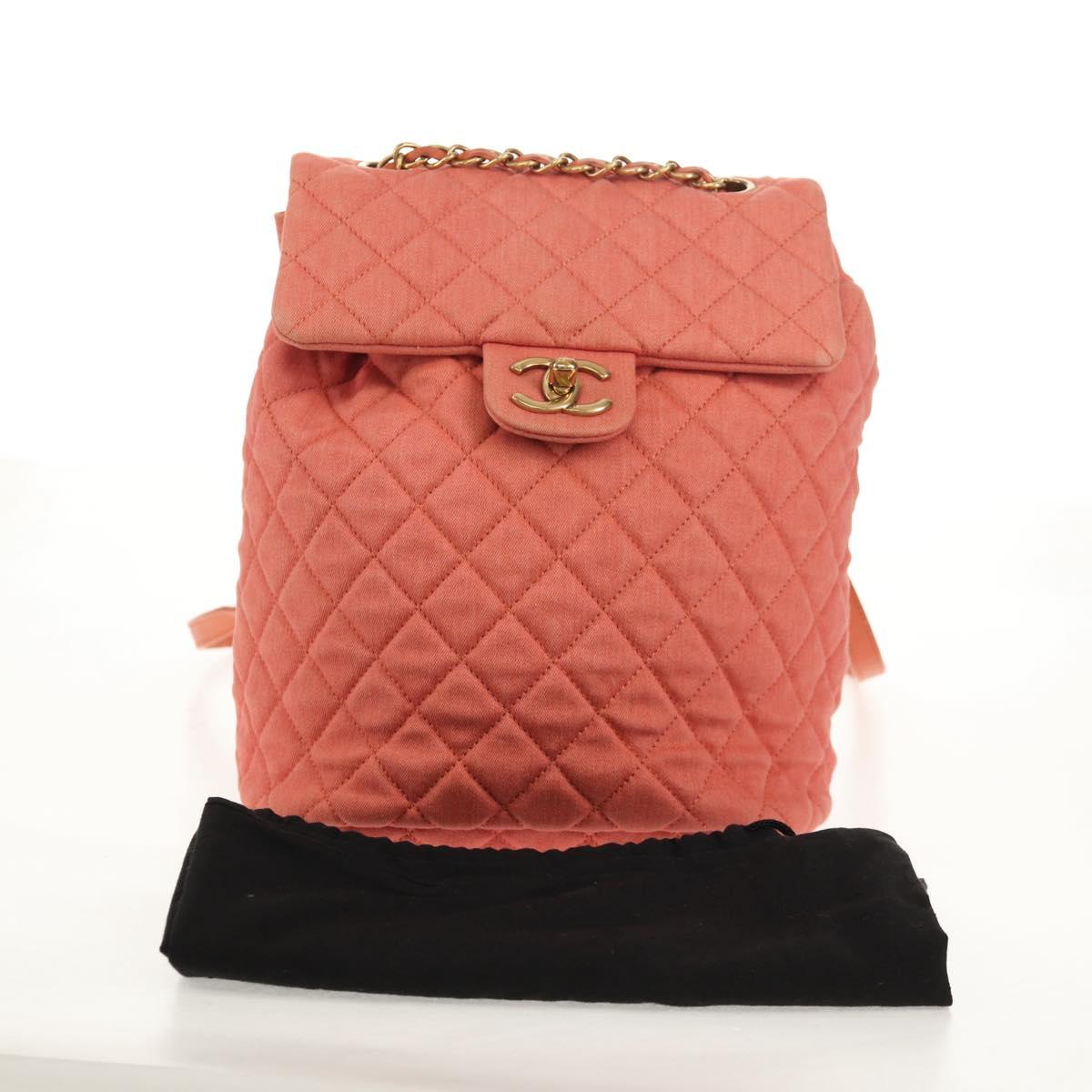CHANEL Matelasse Backpack Denim Pink Gold CC Auth 145070SAM