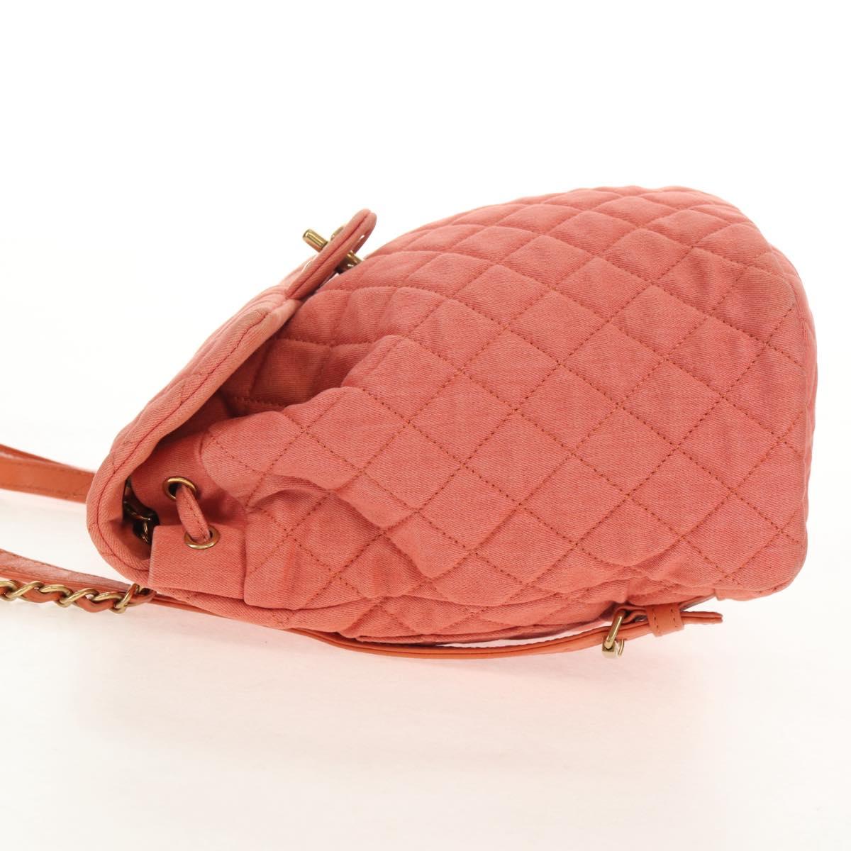 CHANEL Matelasse Backpack Denim Pink Gold CC Auth 145070AM