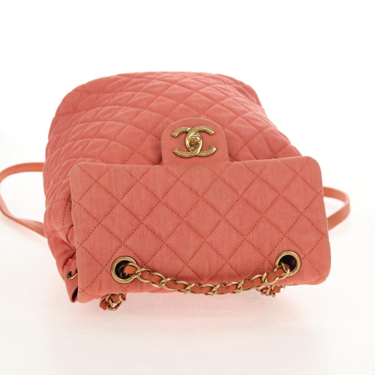 CHANEL Matelasse Backpack Denim Pink Gold CC Auth 145070SAM