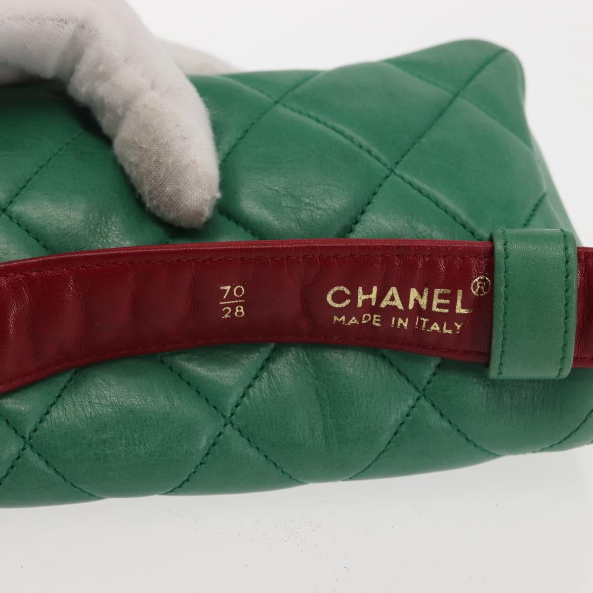 CHANEL Matelasse Waist Bag Lamb Skin Multicolor Gold CC Auth 145072