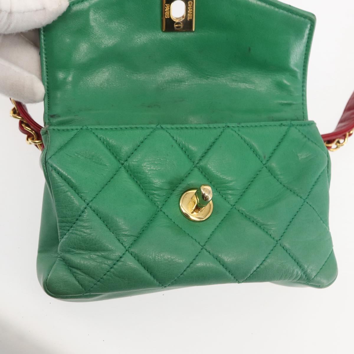 CHANEL Matelasse Waist Bag Lamb Skin Multicolor Gold CC Auth 145072