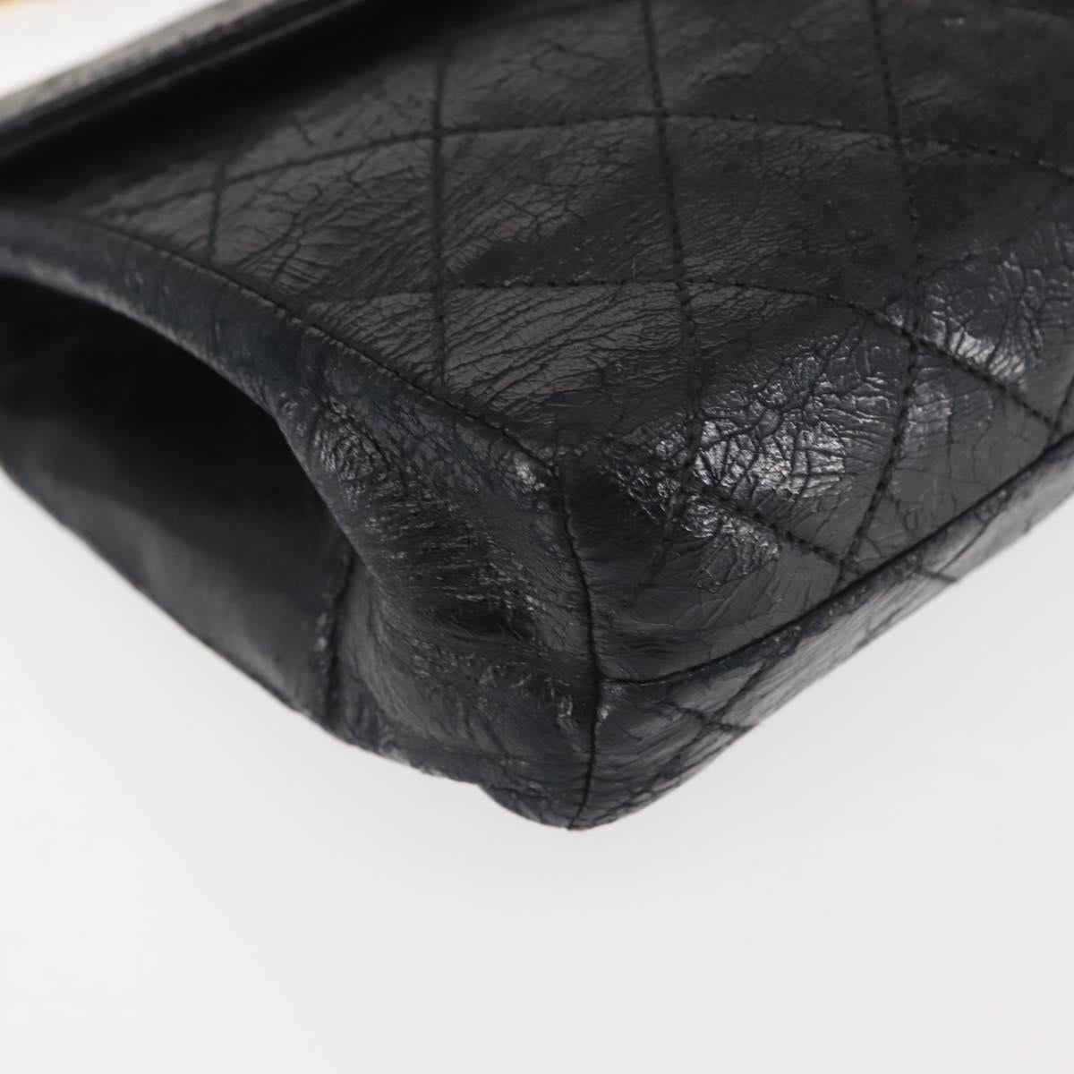 CHANEL Matelasse Chain Shoulder Bag Leather Black Gold CC Auth 145073