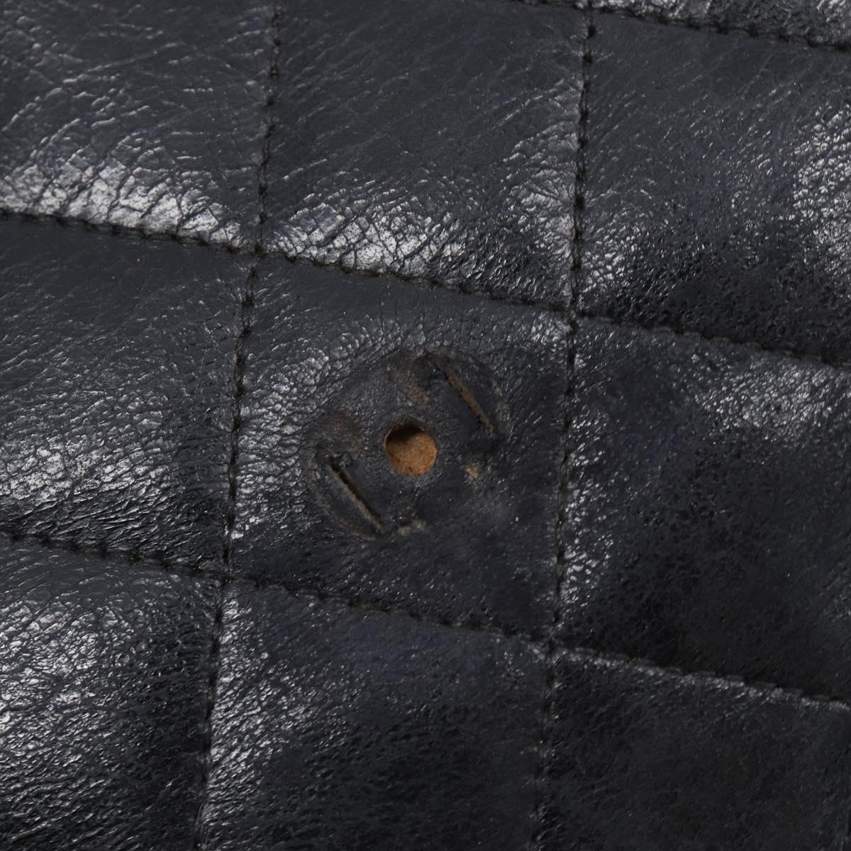CHANEL Matelasse Chain Shoulder Bag Leather Black Gold CC Auth 145073