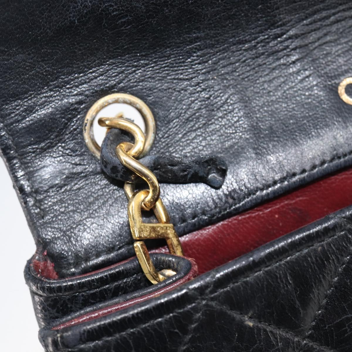 CHANEL Matelasse Chain Shoulder Bag Leather Black Gold CC Auth 145073