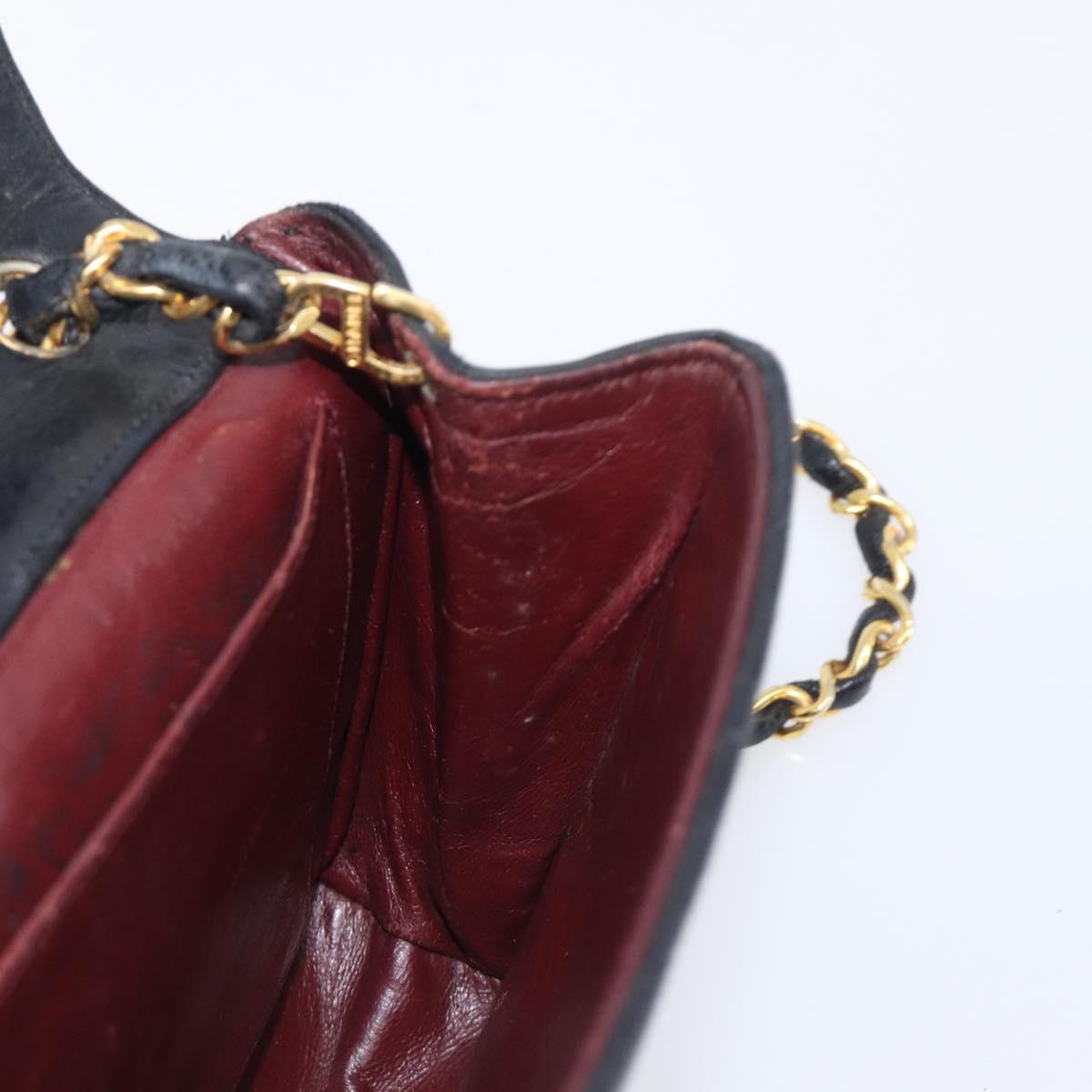 CHANEL Matelasse Chain Shoulder Bag Leather Black Gold CC Auth 145073