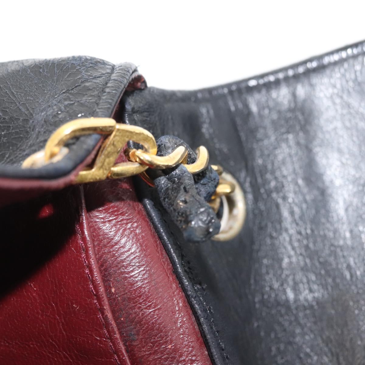 CHANEL Matelasse Chain Shoulder Bag Leather Black Gold CC Auth 145073